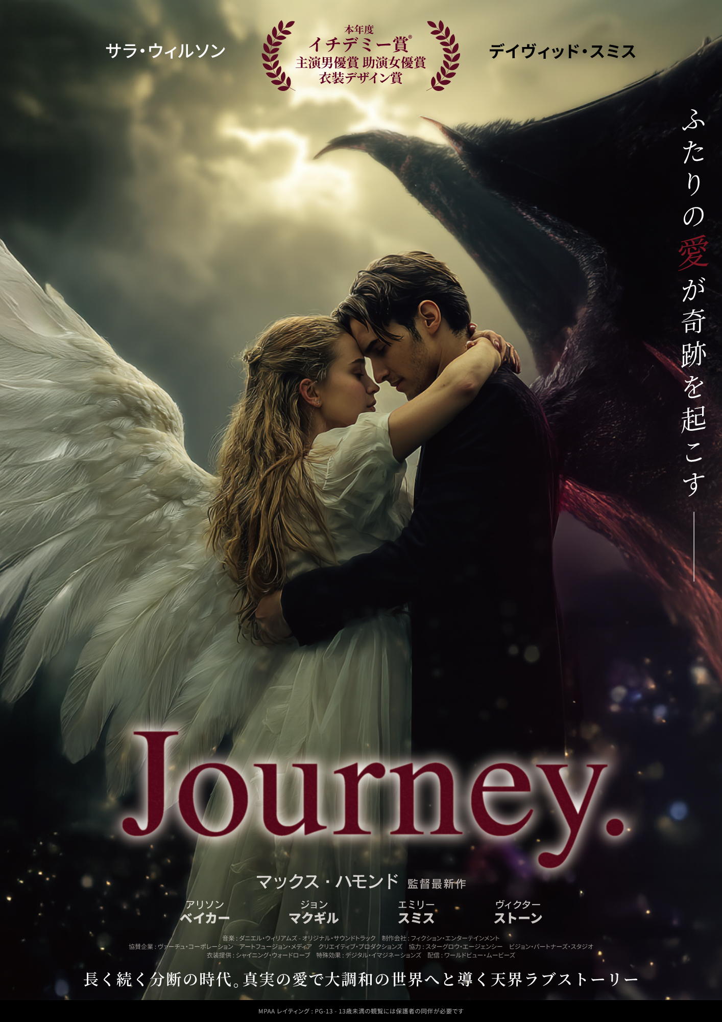 映画ポスター『Journey B』天使と悪魔の対比を描いたキービジュアル